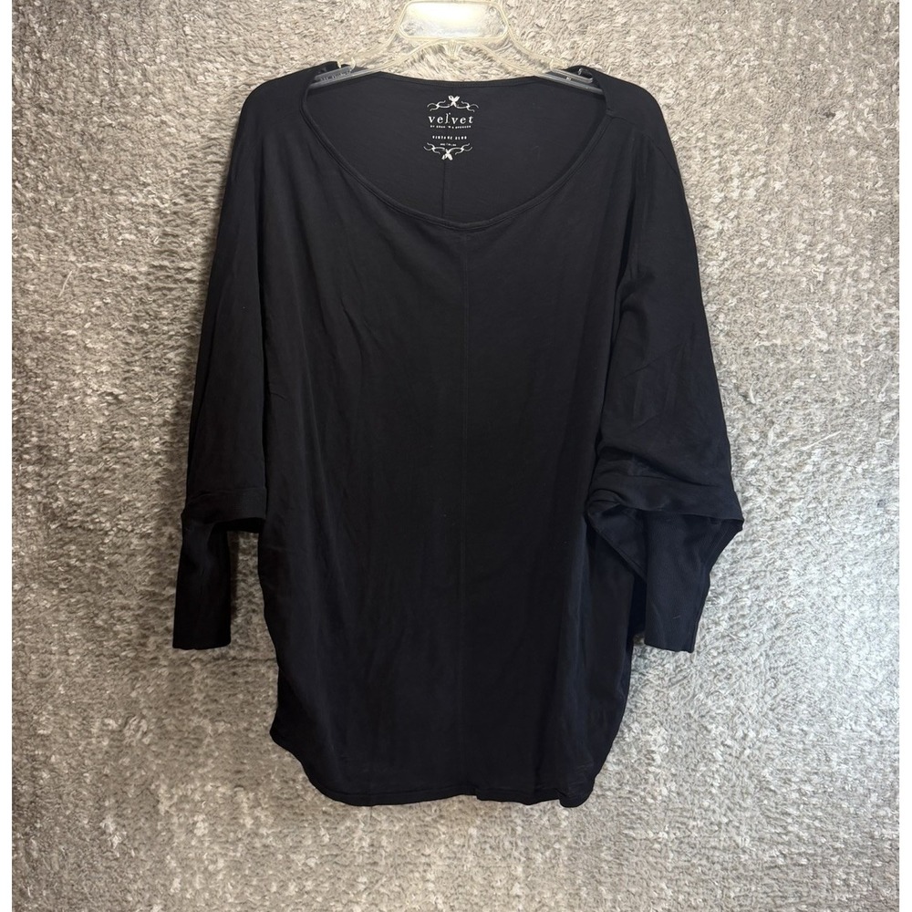 Velvet by Graham & Spencer Women 3/4 Sleeve Vintage Slub Oversized Top Sz M, L